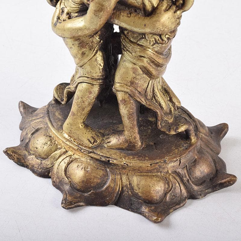 仏教美術　古銅　時代唐物　チベット仏　歓喜天　ガネーシャ　置物　M　R9059