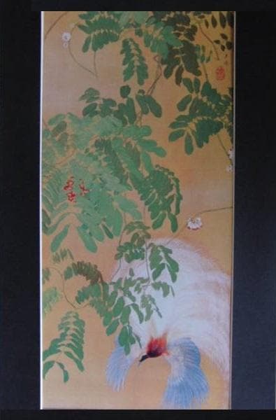 石崎光瑤、宝冠花風鳥の図、額装用画集の一部