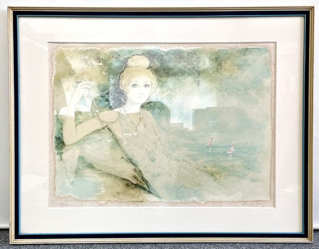 真作保証 ベルナール・シャロワ『白いネックレス』大作大判 リトグラフ 直筆サイン 真作保証 ベルナール・シャロワ『白いネックレス』大作大判 リトグラフ