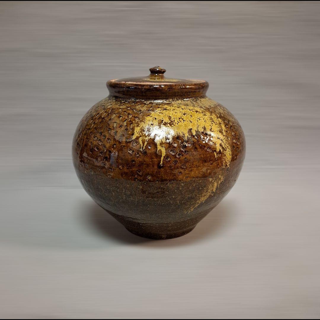 唐津焼 眉山窯 蓋付壺 花瓶 飾り壺 インテリア 花器 壺 工芸品 床の間