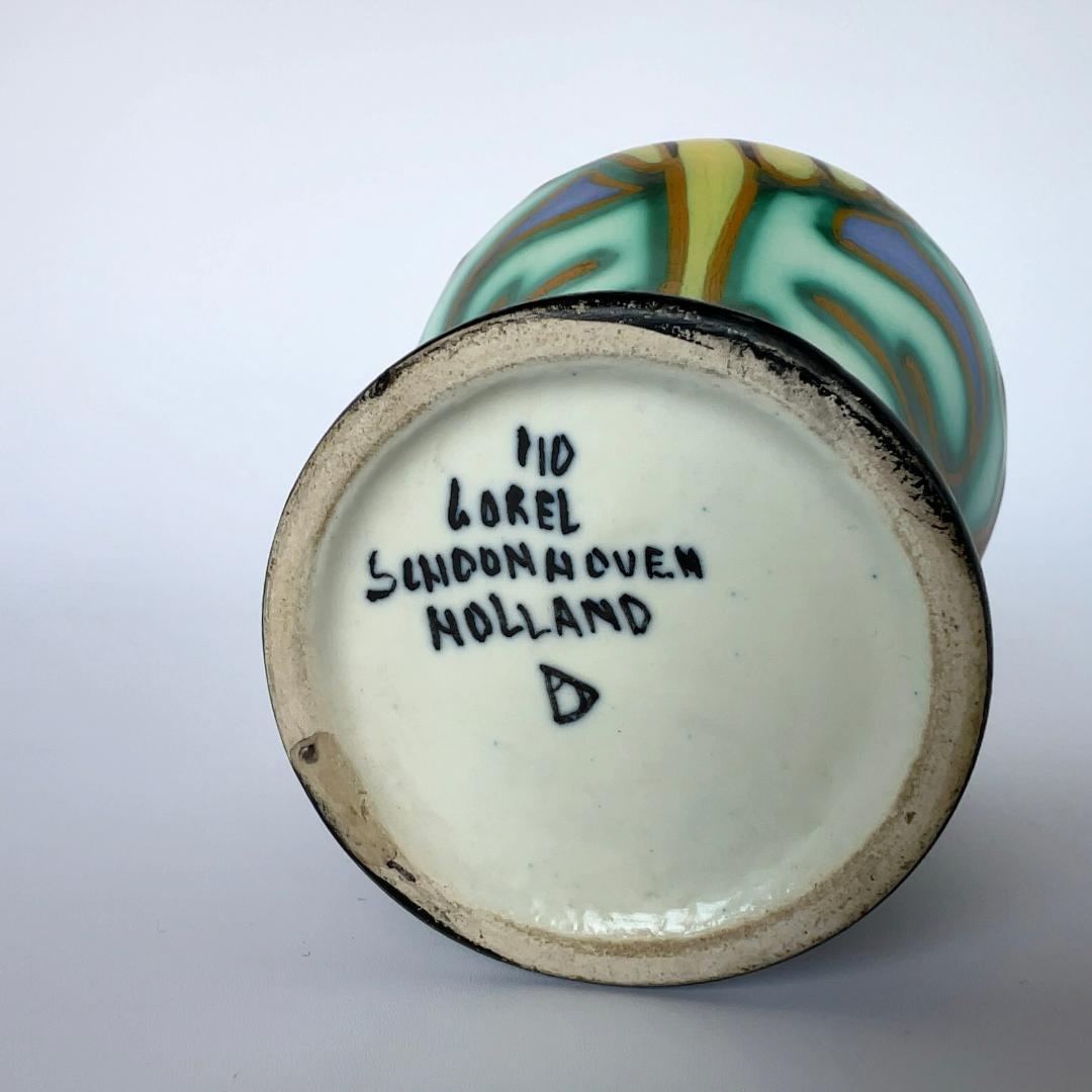 フラワーベースオランダ陶器ゴーダ窯アールデコアールヌーボー花瓶