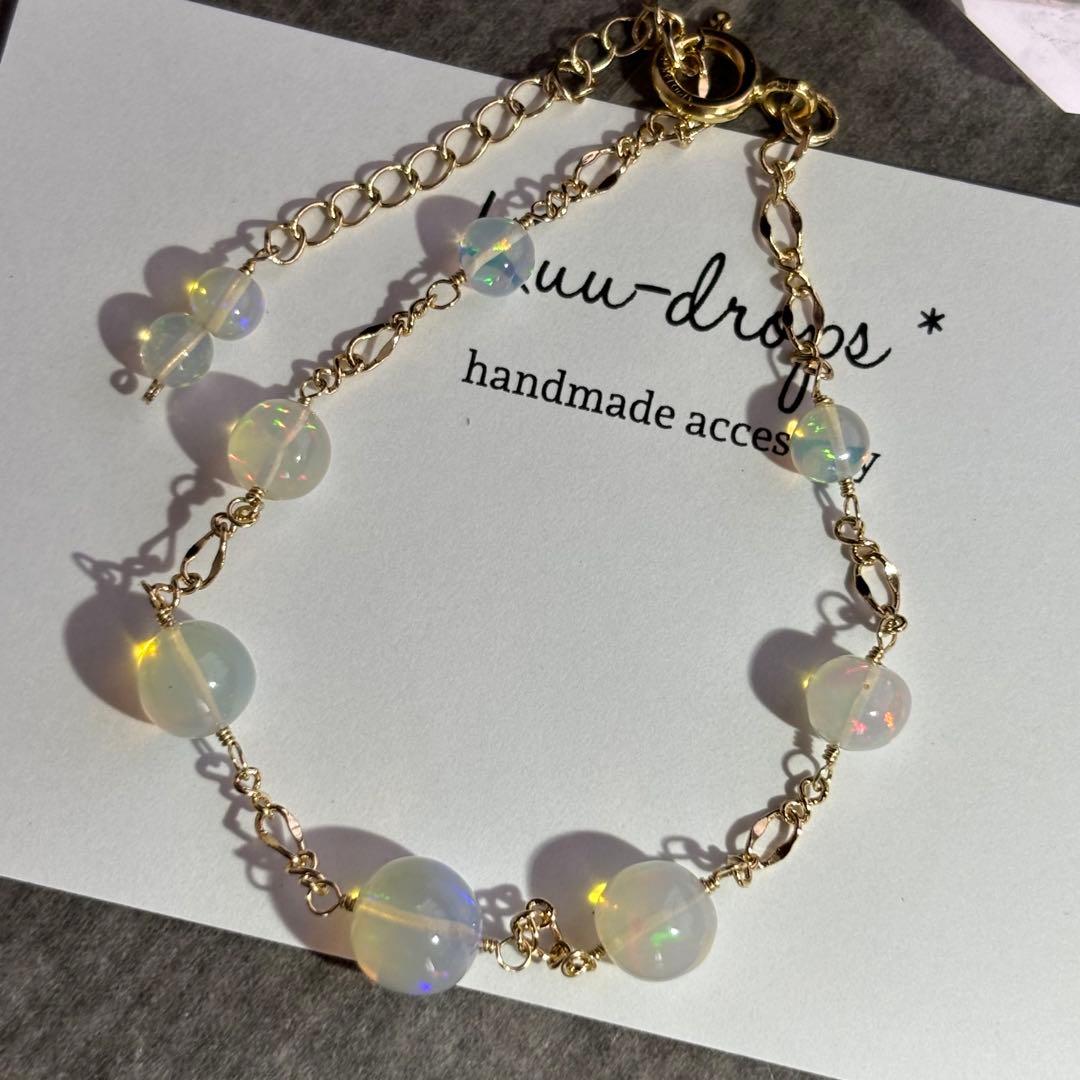 【桃色の雲】エチオピア産オパール丸玉✴︎14kgfブレスレットB141他