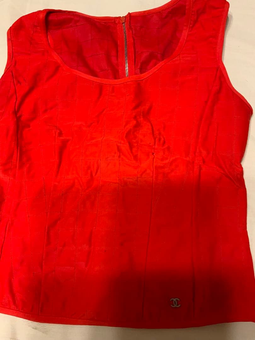 訳あり　中古　美品　シャネル　CHANEL 　赤　タンクトップ