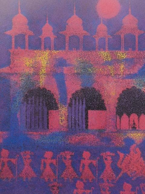 山崎忠明、【印度幻想】、希少な額装用画集より、新品額装付