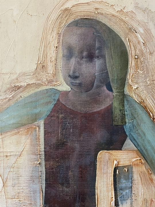 油彩画 : 開 光市 「繕う」キャンバス 20号P型 額装