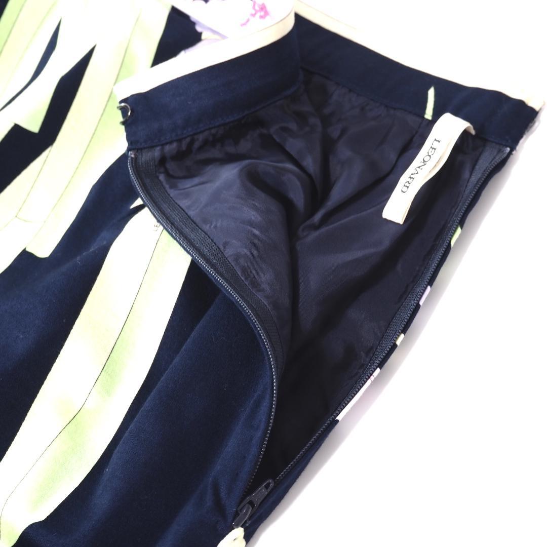 レオナール 花柄 総柄 ストレッチ素材 スカート