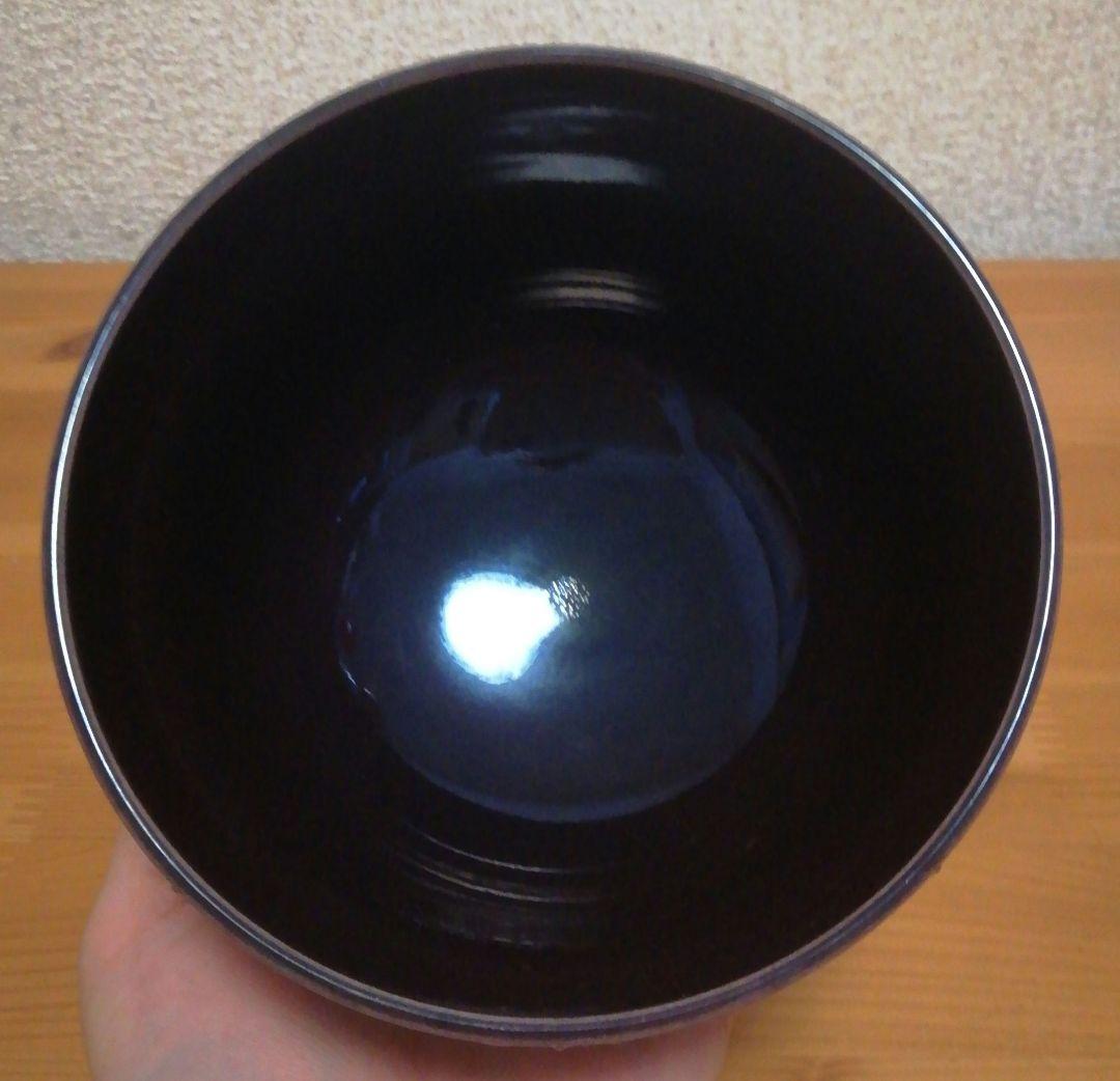 谷口青嵐(登志雄)作 紫交趾 櫻珞文 茶碗 共箱 共布 略歴付 茶道具