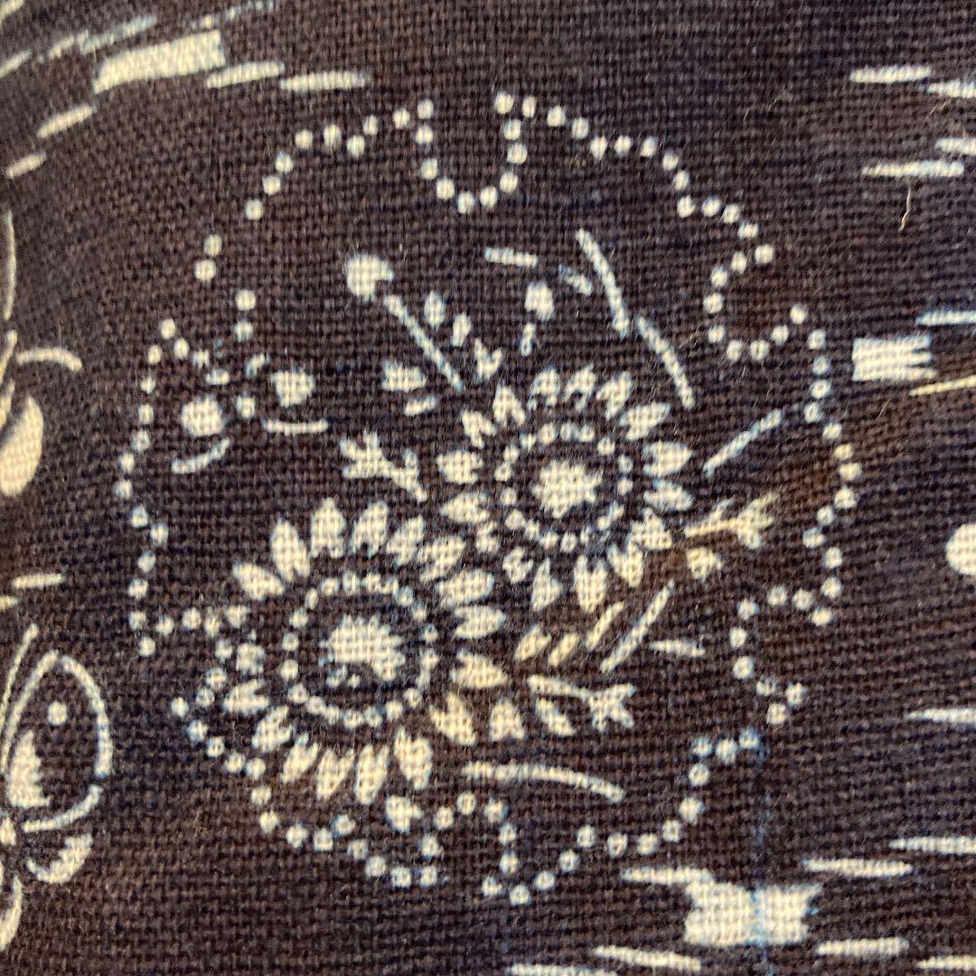 古布 両面染め 型染 藍染 蝶々 竹に雀 撫子 菊