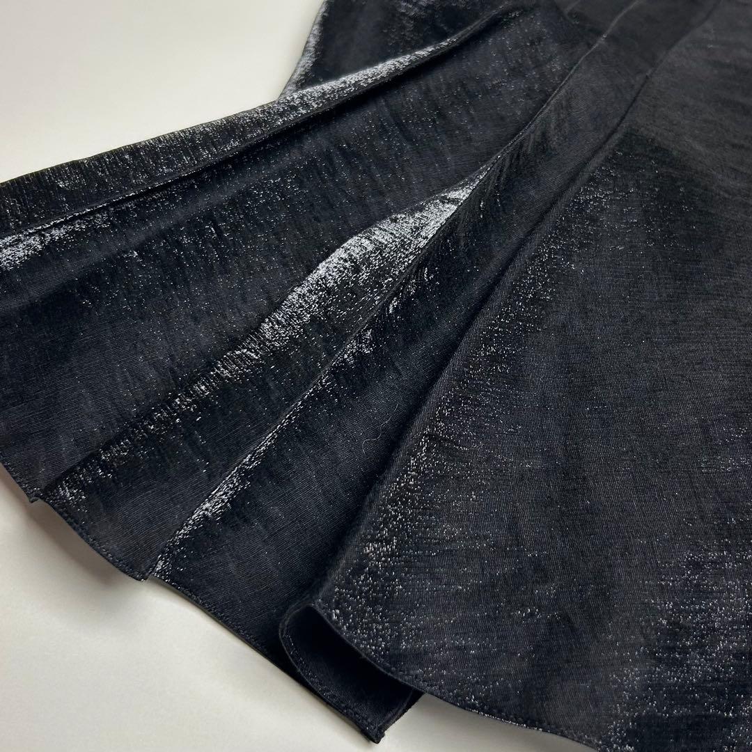 【美品】ジョンガリアーノ/アシンメトリータックスカート/ブラック/シルク/光沢