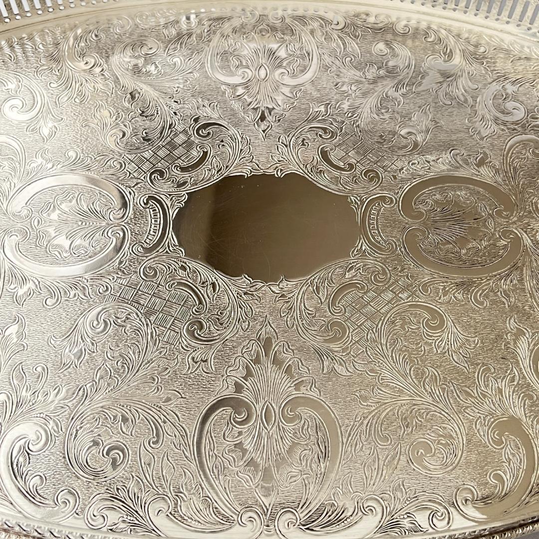 【英国】 ギャラリートレー オーバル型 40cm クロウフット