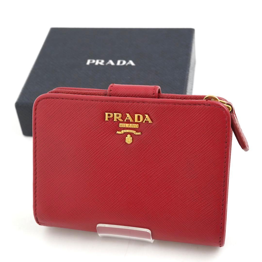 ✨未使用展示品　PRADA ミニ財布　サフィアーノレザー　L字ファスナー レッド