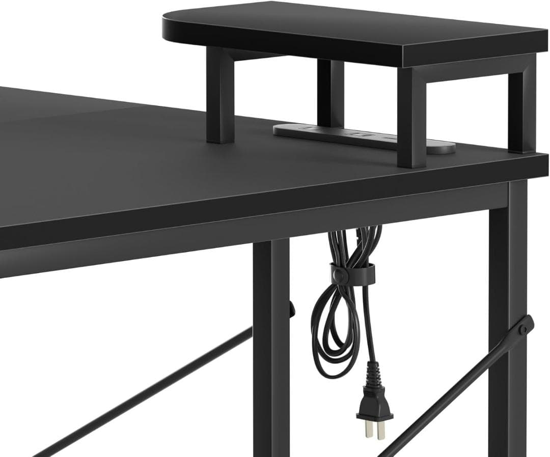 パソコンデスク⭐️L字デスク 電源コンセント ラック付き 110×80×74cm