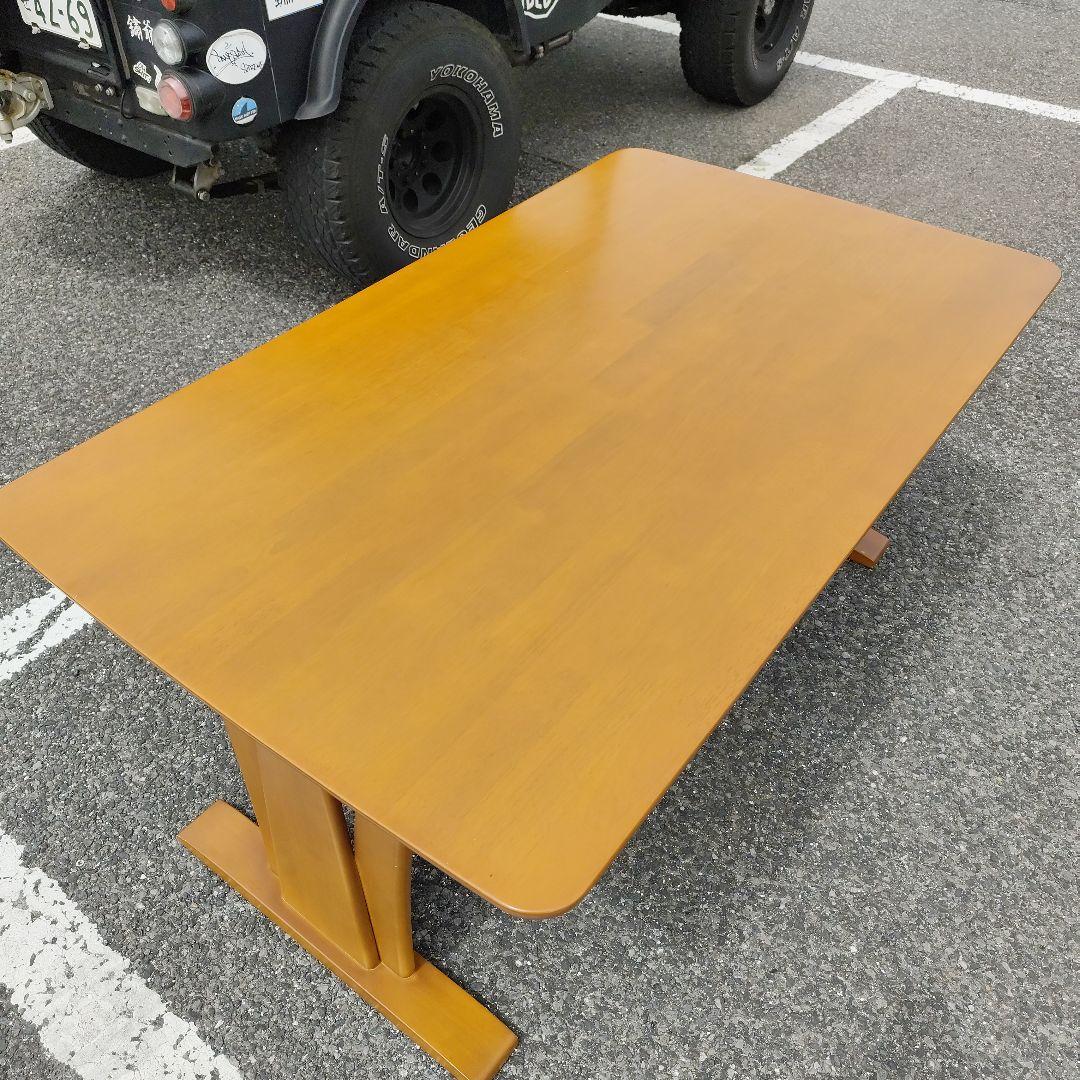 ブラウン 木製 大型ダイニングテーブル 6人 長方形