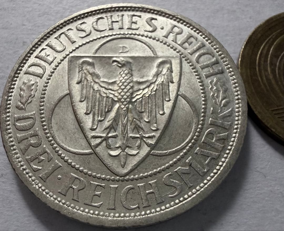 招*@様 1930年 ドイツ 3ライヒスマルク 銀貨 ラインラント避難