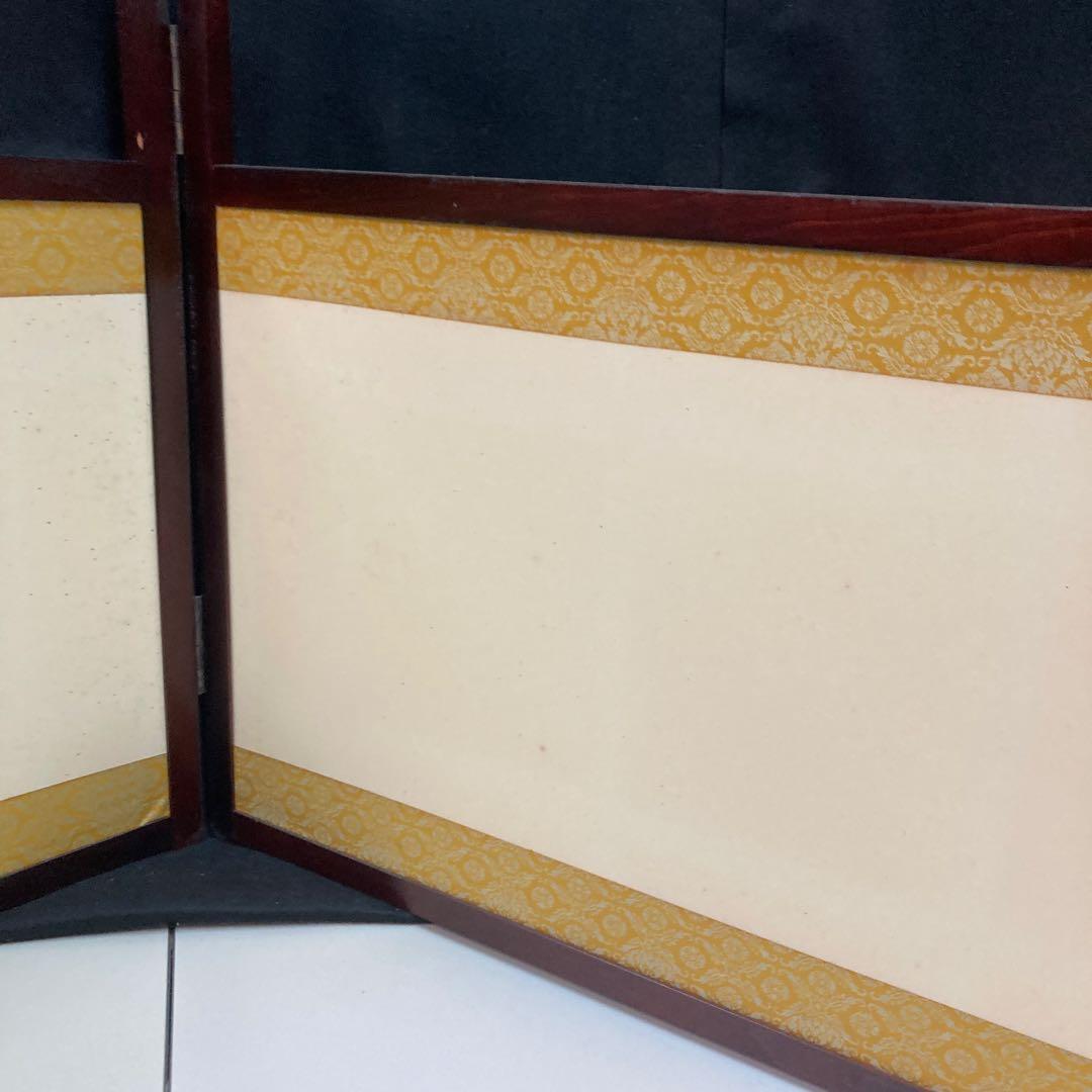 竹の絵柄 木製 茶道具 風炉先屏風 幅約87cm風炉先上透 裏白