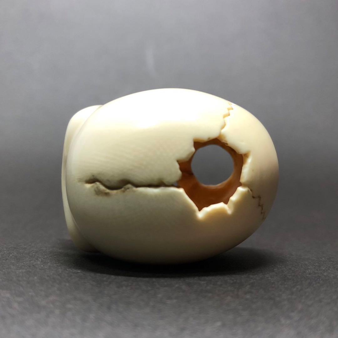 アンティーク 根付 髑髏 銘入り 骨董品