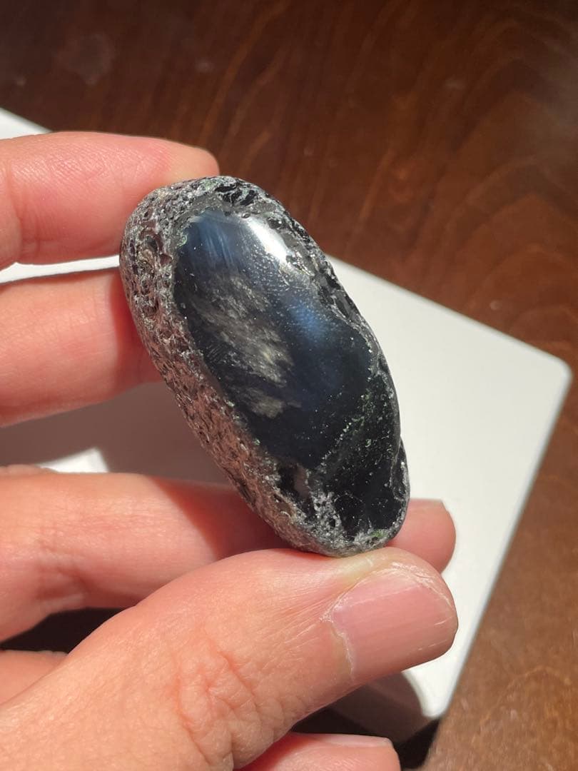 研磨品 十勝石玲瓏 ブルー、シルバー レインボーオブシディアン 研磨品