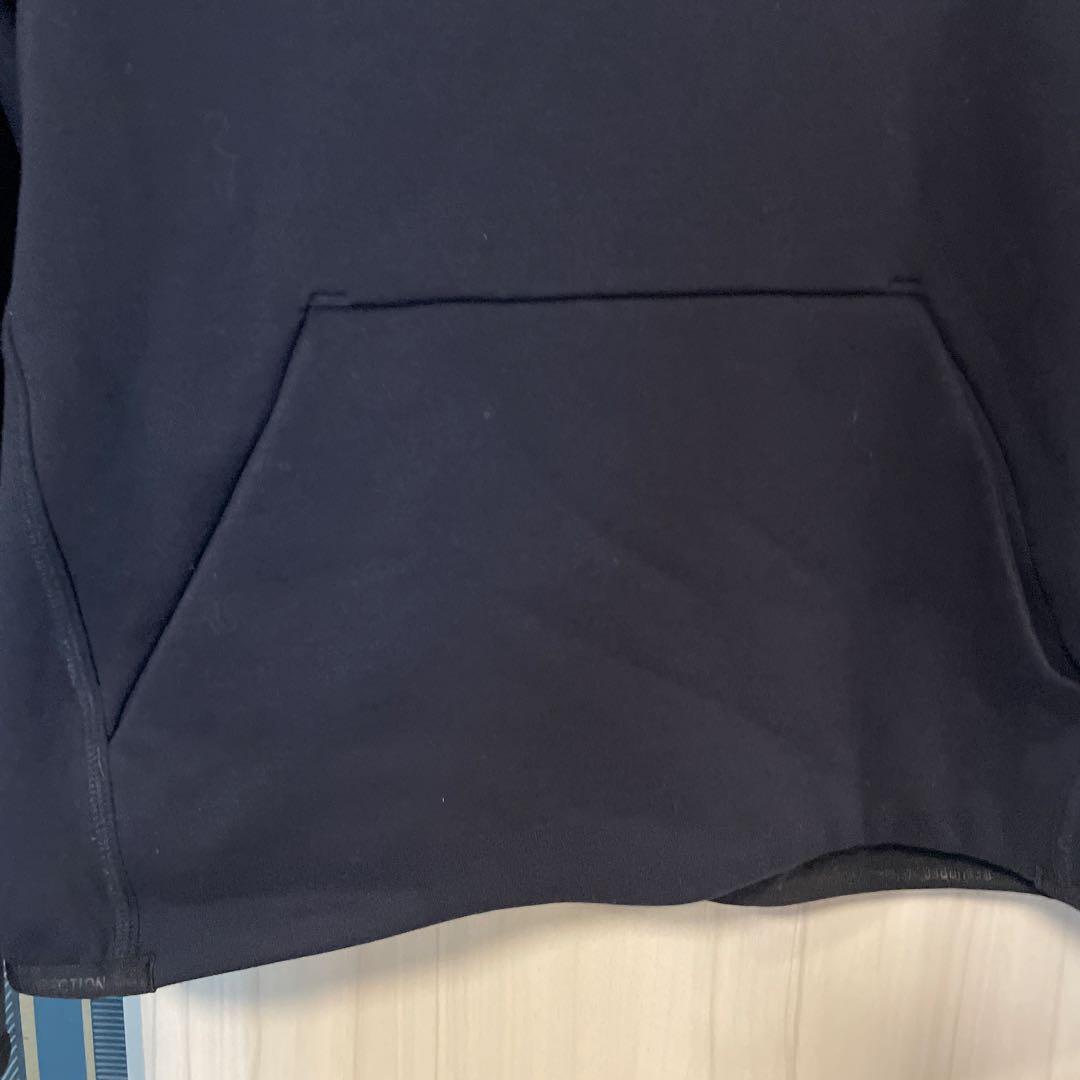 レザレクションネイビー フード付き 裏起毛パーカー