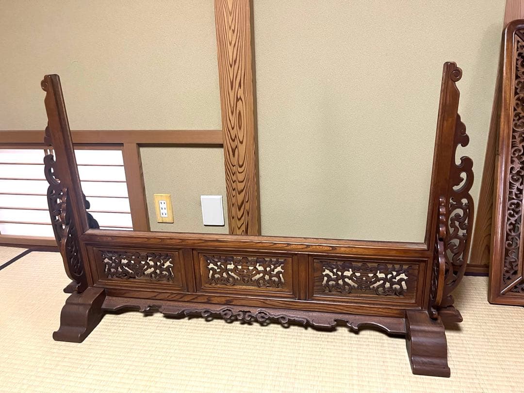 衝立 金に虎と松の絵 和風衝立 間仕切り アンティーク 年代物