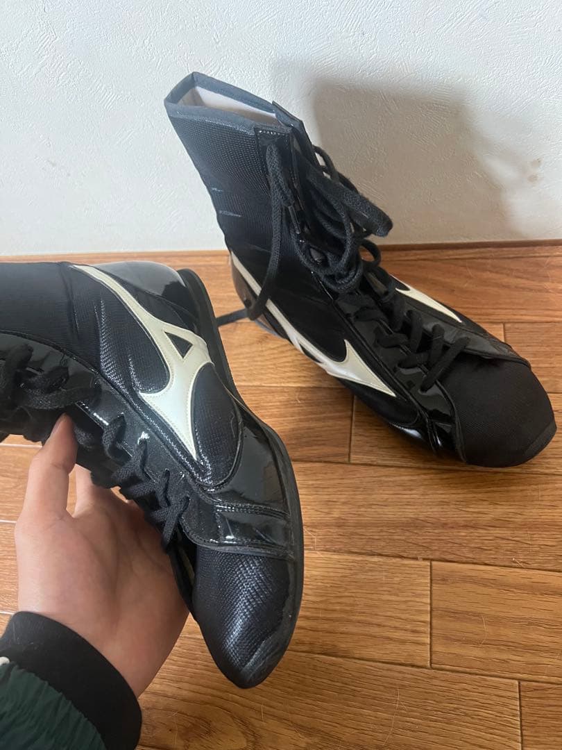 Mizuno ボクシングシューズ ハイカット ブラック/ホワイト 武道・格闘技
