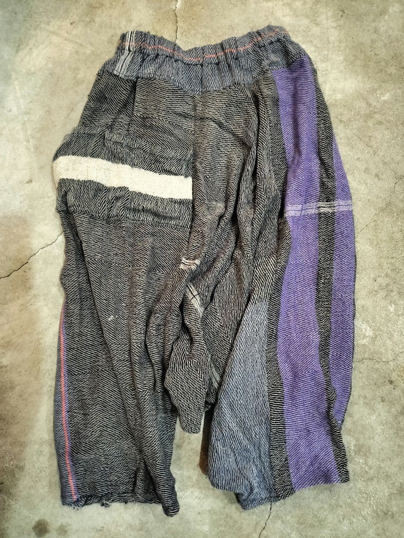試着のみ＊タマキニイメ＊ウール＆コットン紺紫グレー系サルエルロング