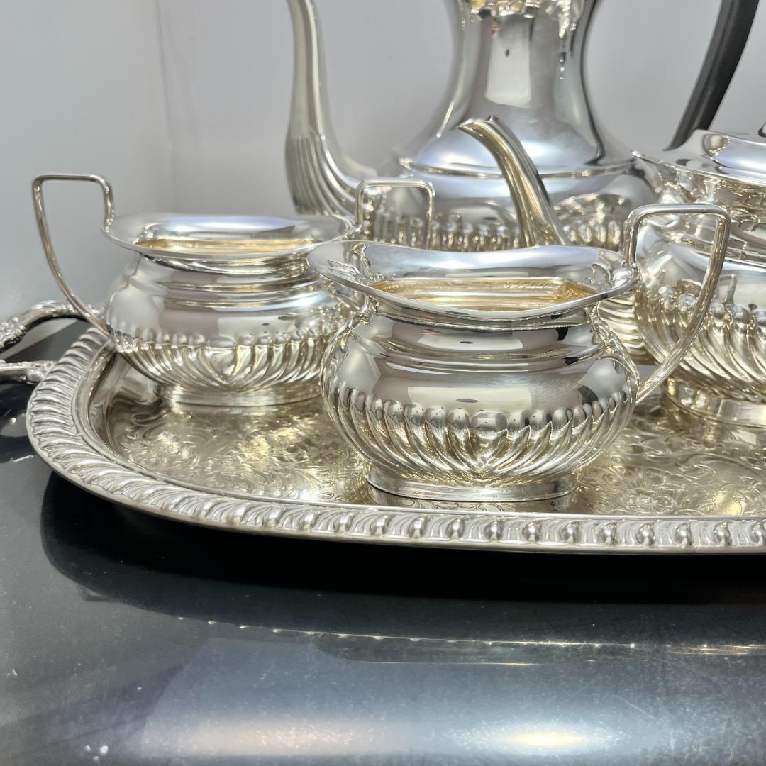 英国】 ハーフリブのティーサービス 4点 ティーポット/コーヒーポット