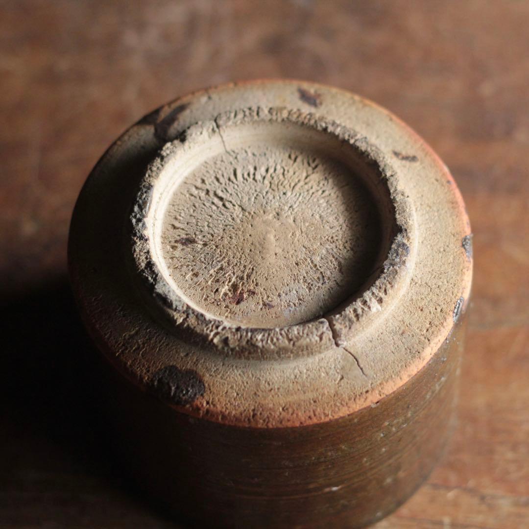 壺屋焼 褐釉 火入 筒茶碗 古美術 古道具 アンティーク 琉球美術 古琉球