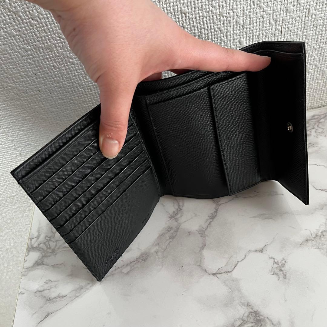 美品 PRADA プラダ テスート サフィアーノ レザー ミニ財布 三つ折り財布