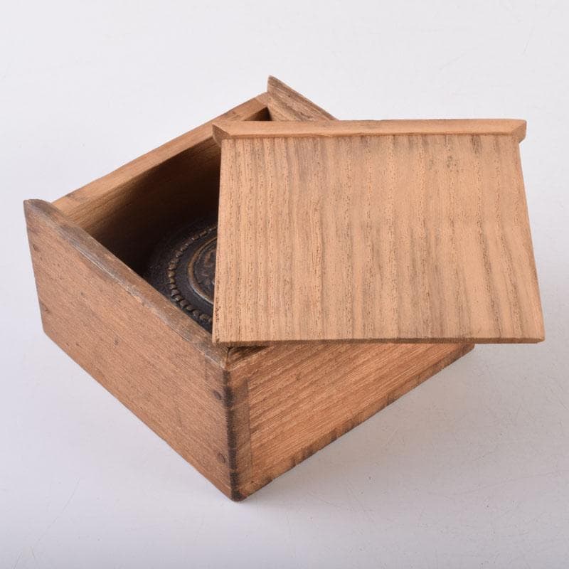 中国 古銅宣徳銅 唐草彫 水滴 時代箱 C 8473