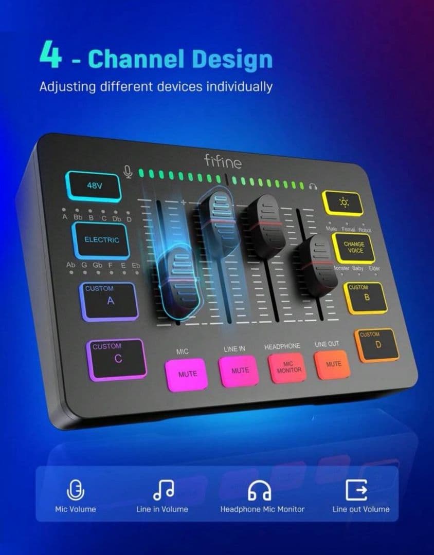 fifine マイク 、マイクミキサーセットとマイクスタンドお揃えセット