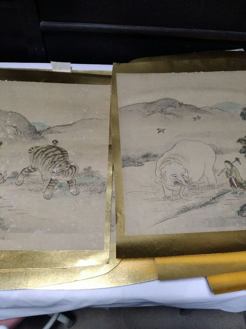 絵　古い絵　めくり　24枚セット 書画 骨董品 書画(絵画・墨蹟) | 古美術ささき