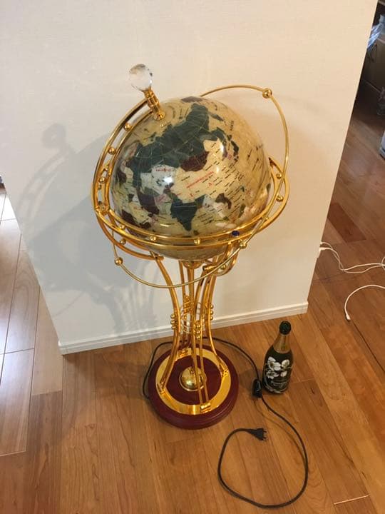 地球儀 天然石 アンティーク風 高さ約103cm 球体約33cm 特大サイズ