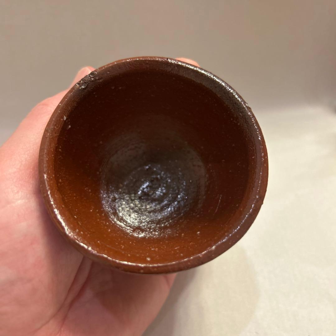 値引き』アンティーク・備前焼 人間国宝 藤原啓 火襷 ぐい呑