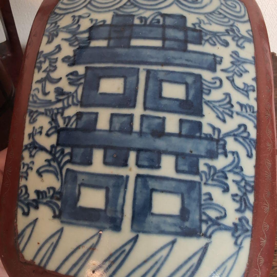 中国古玩 古染付上蓋 三段取手付重 漆器 菓子器・喰籠