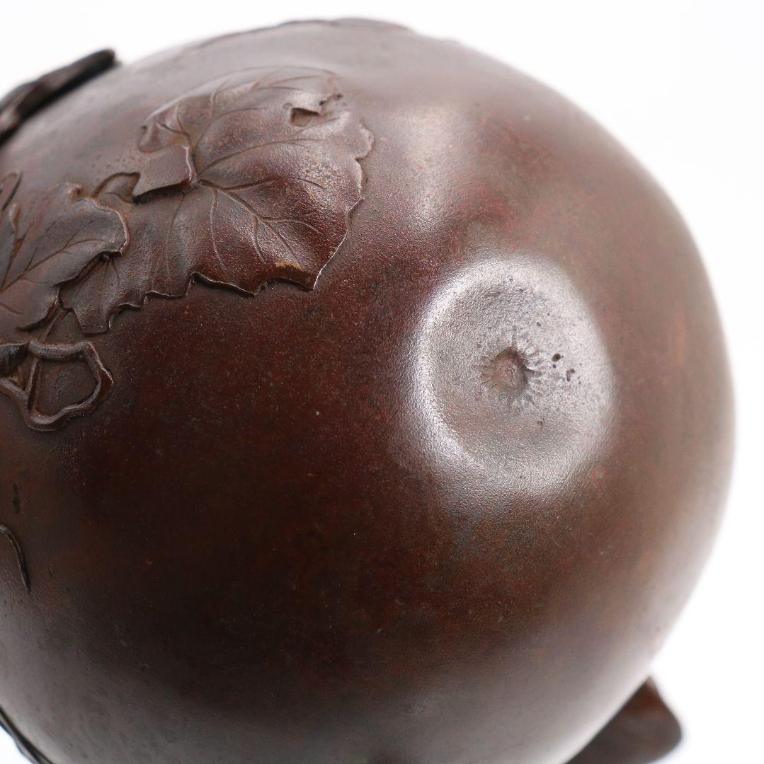 鋳師 金森浄栄作 鋳銅 瓢花入 高岡銅器 共箱　AW827