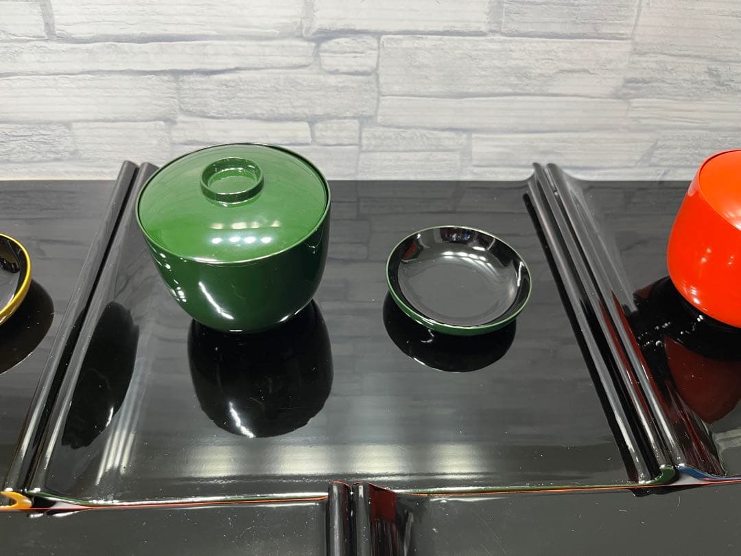 輪島塗 おしるこ椀 吸物椀 小皿 盆 八寸 5客セット 薄手 ポップな色