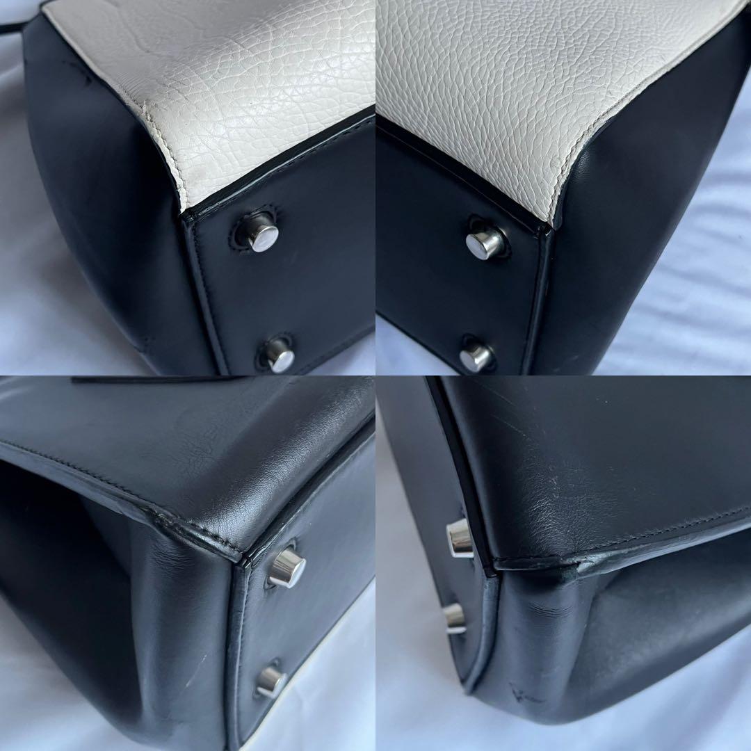 ✨極美品✨　CELINE エッジ　ハンドバッグ　バイカラー　レザー　ブラック