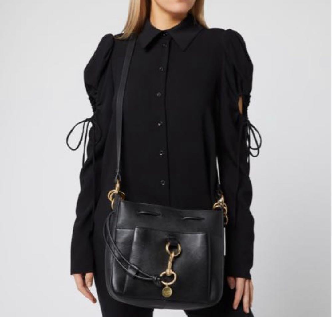 See By Chloe レザー 2way ショルダーバッグ ブラック×ゴールド