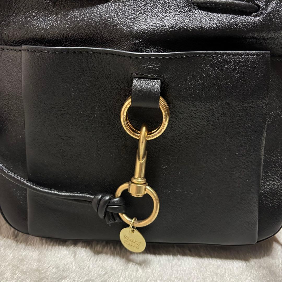 See By Chloe レザー 2way ショルダーバッグ ブラック×ゴールド