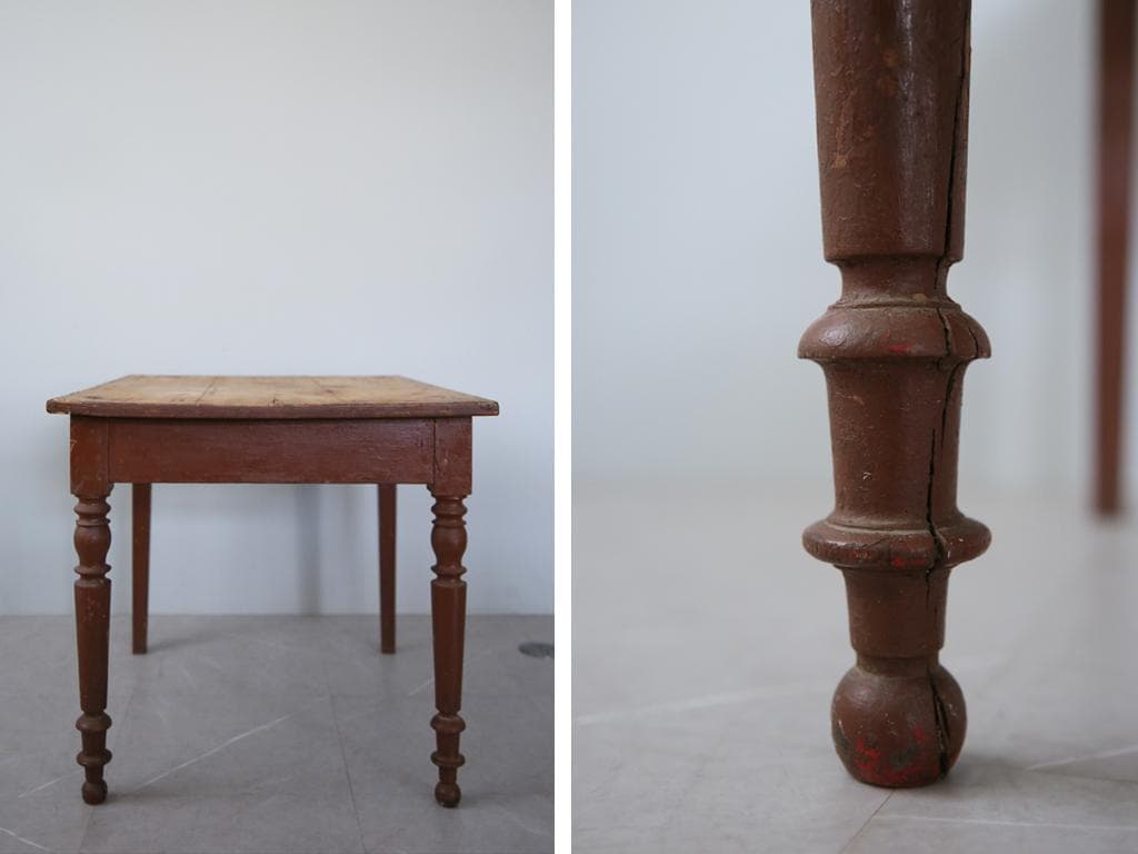 フランスアンティーク古木ダイニングテーブル/木製机/作業台/デスク(79-361