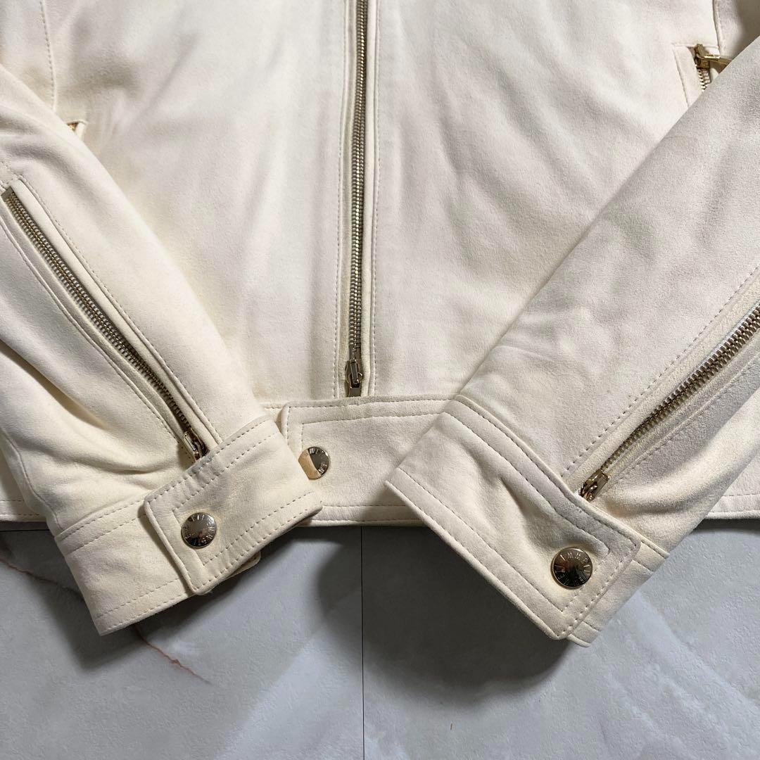 B15938 エンメティ アンドレア ゴートスキン中綿ライダース 白48