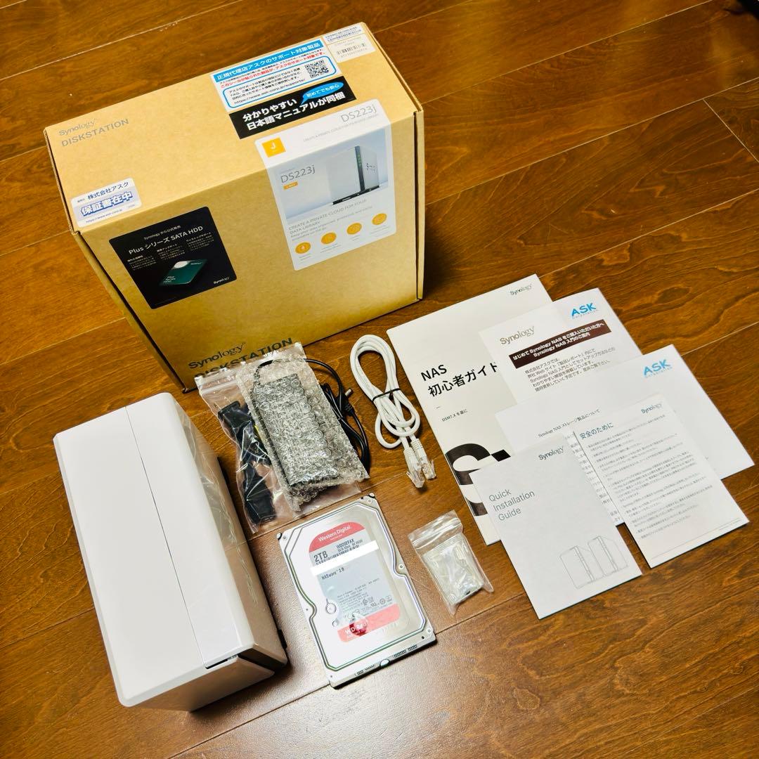 Synology DS223J + WD Red 2TB Synology DS223j NAS 2ベイ WD RED 4TB 2枚