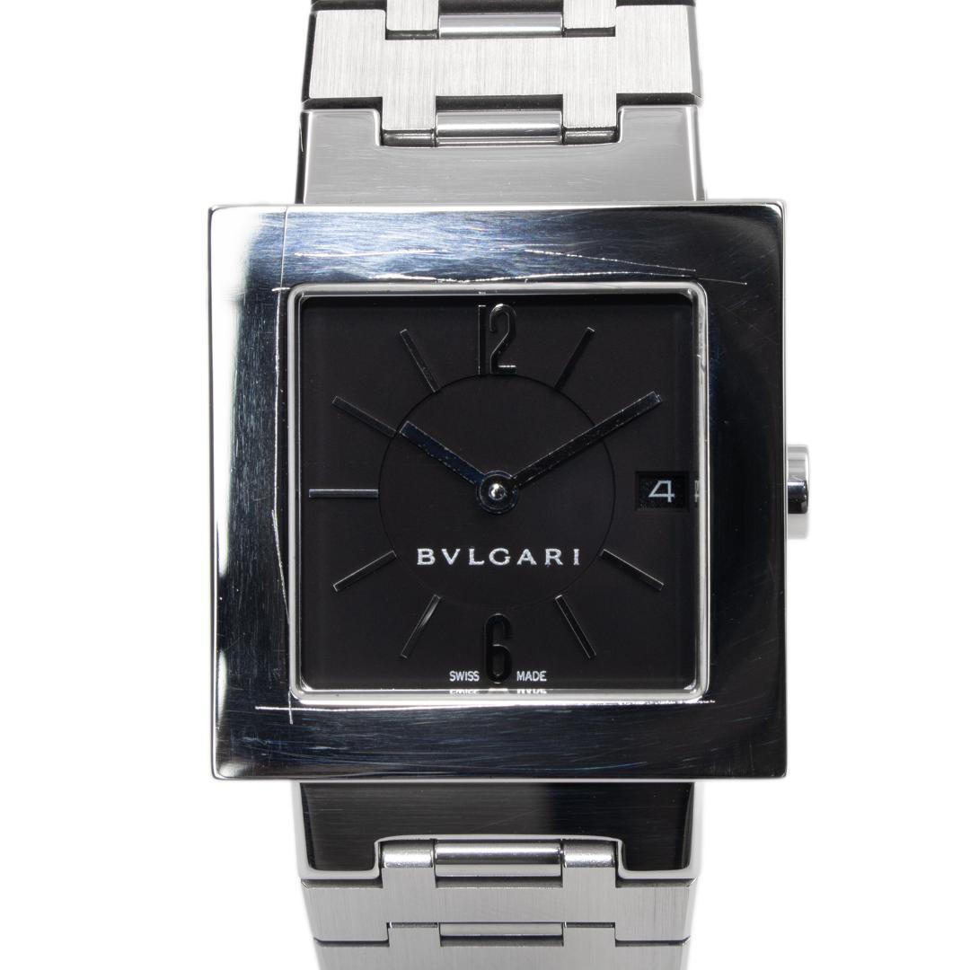 ブルガリ 腕時計 メンズ クアドラード 黒 シルバー スクエア型 シンプル ロゴ