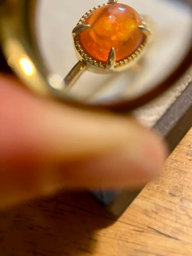 無*き様 K18＊ルシェル＊燃えるようなファイアーオパールリングてす