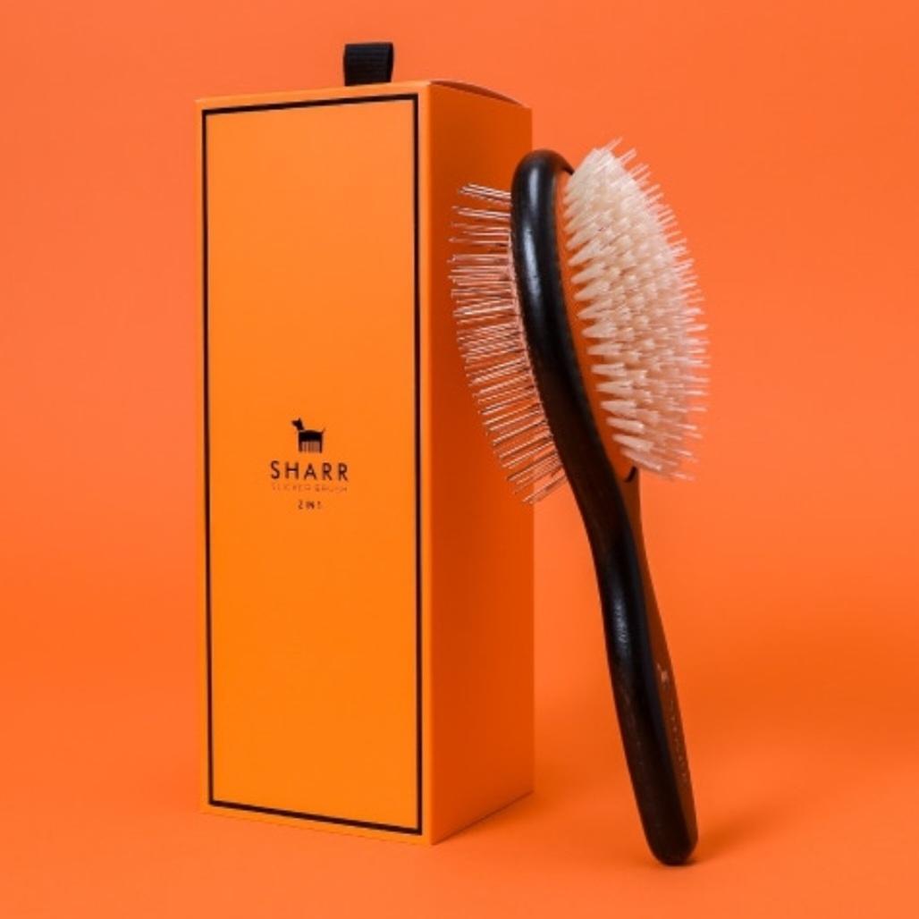 新品未使用 韓国発 SHARR ペットブラシ 黒 オレンジ 犬 猫 2in1 - メルカリ