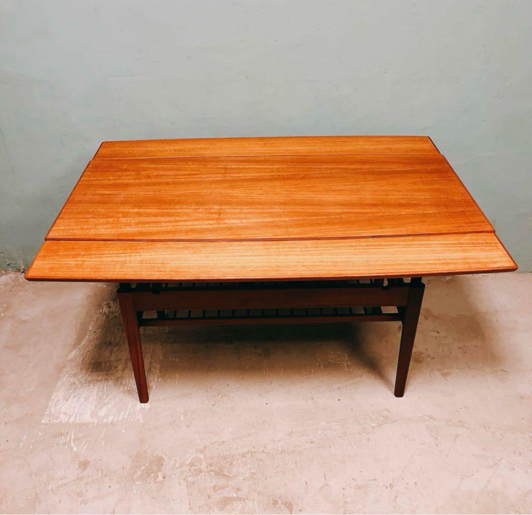 デンマーク　チーク材　エレベーターテーブル　北欧ビンテージ