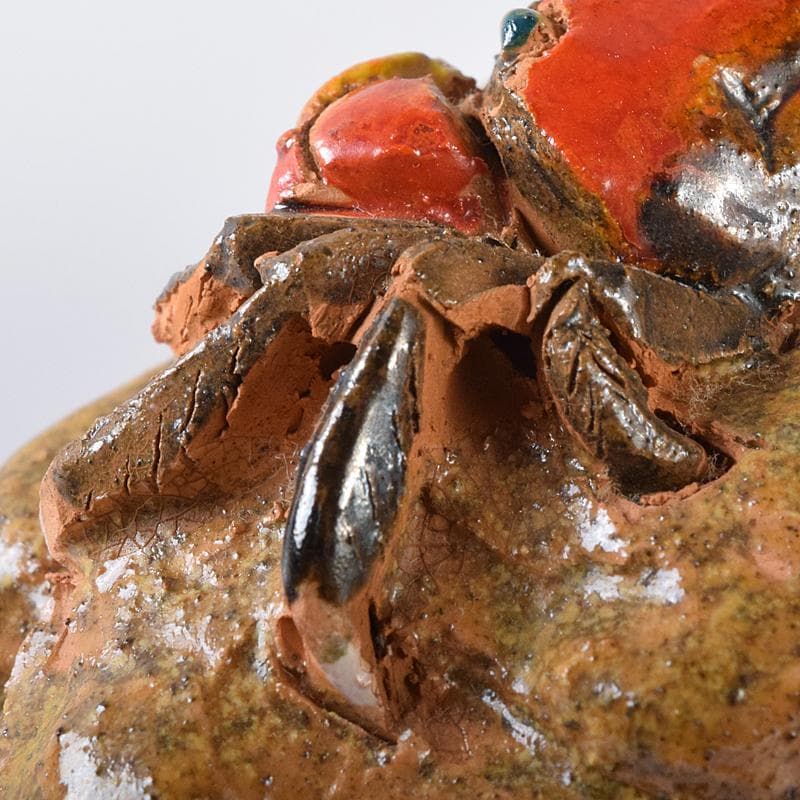 茶道具　伊予松山　水月焼　砥部焼　蟹香合　共箱　M　R8163