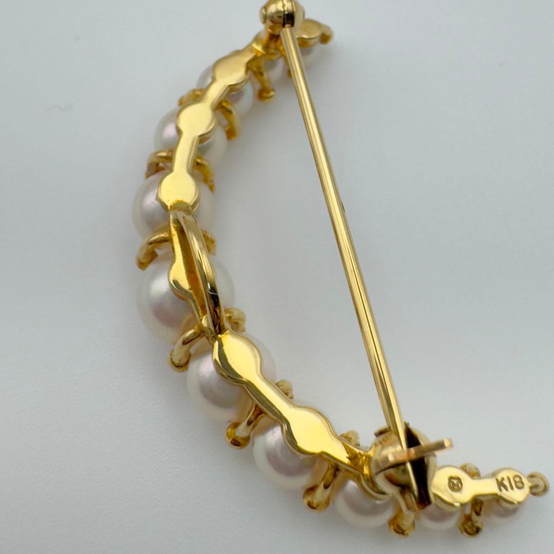 ○✨美品✨ミキモト アコヤ真珠三日月ブローチk18