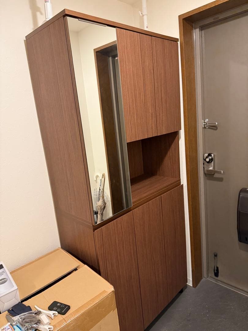 ニトリ 木製シューズラック ミラー付きライトグレー 11489-06.jpg