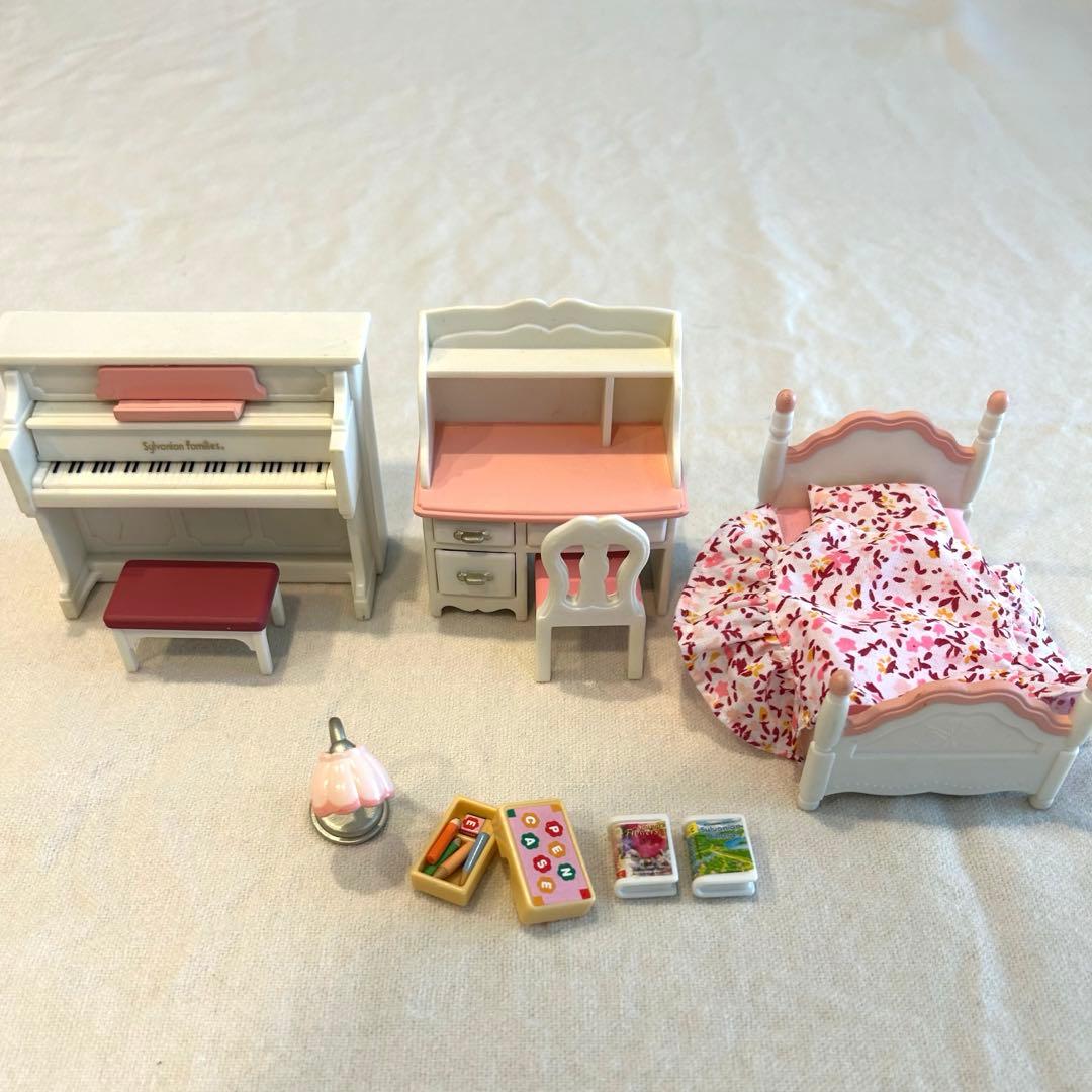シルバニア ピンク白 お部屋の家具セット ピアノ - メルカリ